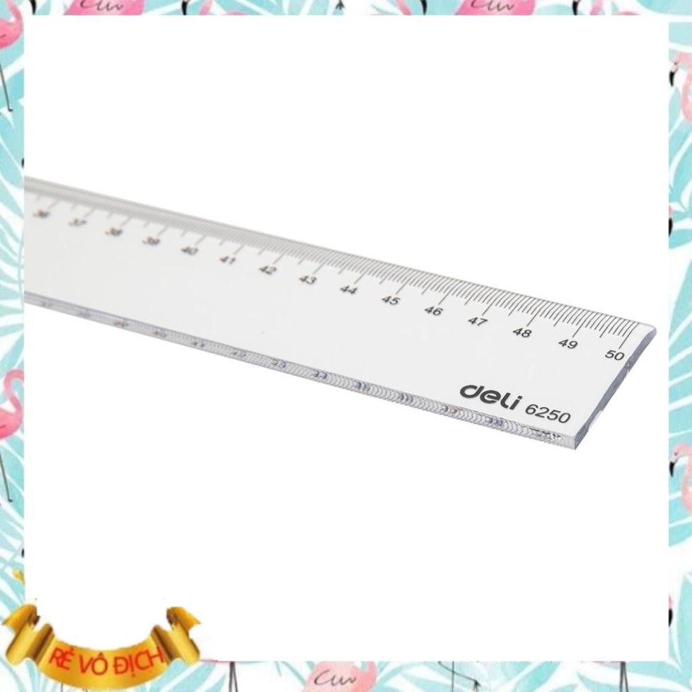 Thước kẻ nhựa 50cm Deli, trong suốt - 1 chiếc - E6250