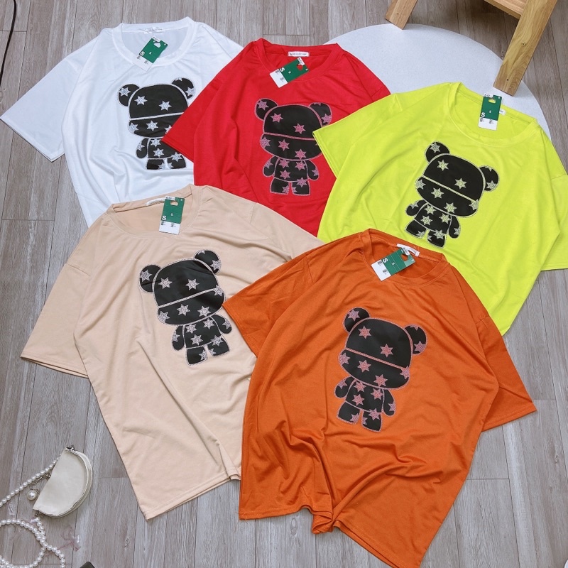 Áo phông người máy phom thụng tay lỡ dáng rộng Áo thun form to cotton