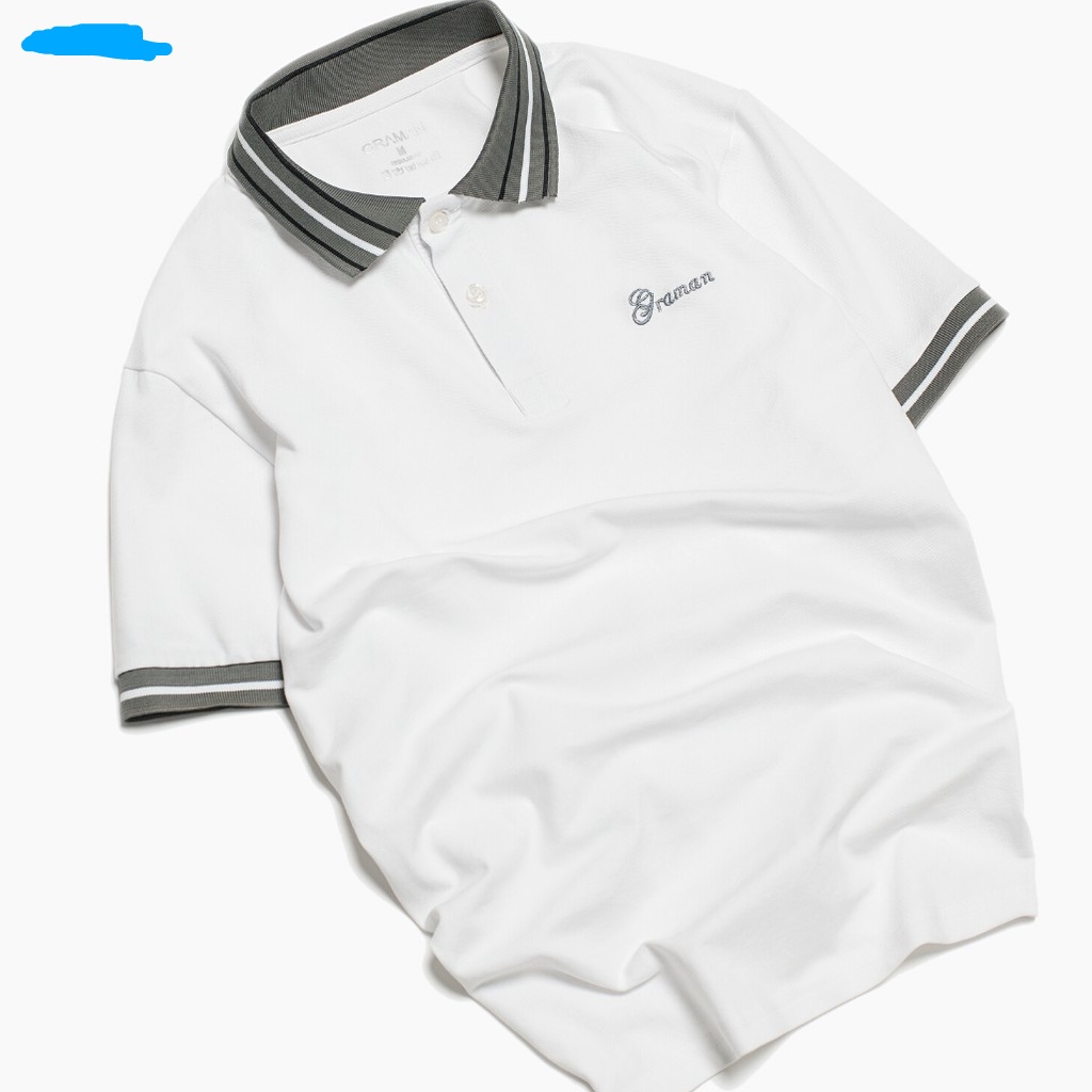 Áo polo nam thêu chữ phối cổ kẻ dọc, chất vải Cotton co giãn ,thoáng mát - AP01