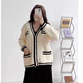 Áo khoác len cardigan nữ LYRA, chất liệu dày dặn form rộng viền đen xinh xắn mẫu hót 2021- VSYAK0020