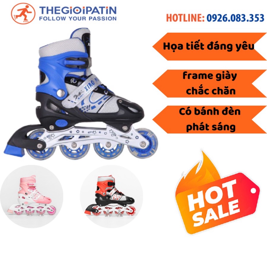 Giày Trượt Batin BEAR Cho Bé Bánh Xe Có Đen Phát Sáng,Chắc Chắn, Ma Sát Tốt Cao cấp