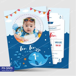  Thiệp thôi nôi –  sinh nhật theo yêu cầu Pluxi (PX_SN15)