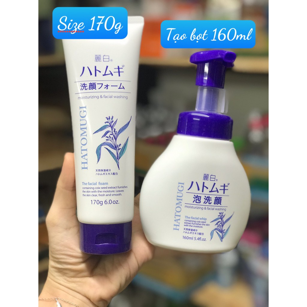 Sữa rửa mặt trắng da hạt ý dĩ Hatomugi Moisturizing & facial washing