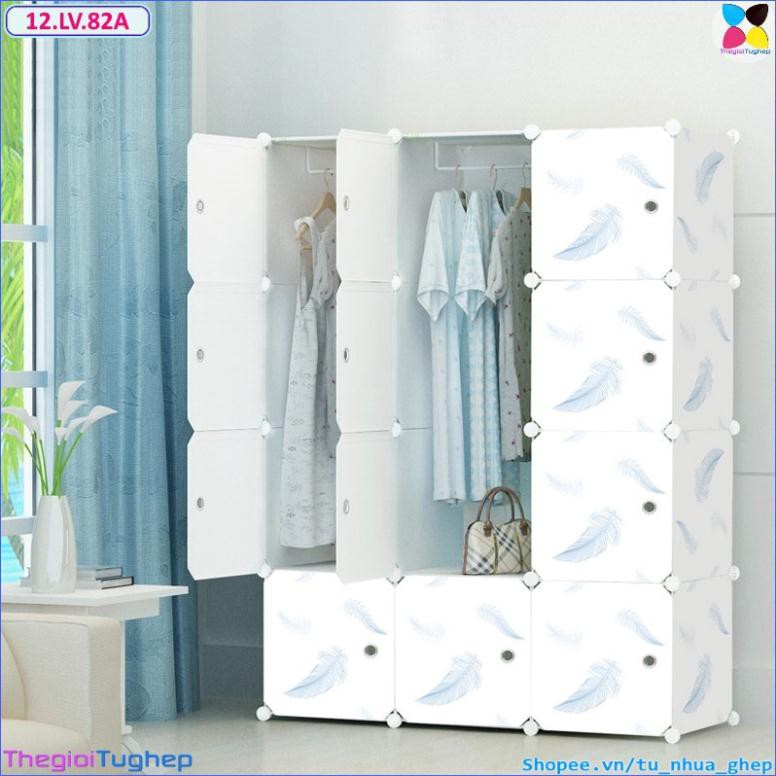 bán chạy nhất Tủ nhựa ghép đa năng 12 ô sâu 47cm. tặng kèm 2 treo đồ