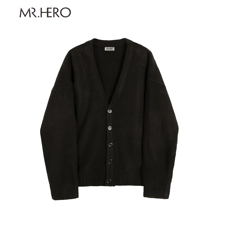 Áo khoác len cardigan nam cổ chữ V  M.RO CD04 dài tay thu đông 2023 màu nâu đen form rộng phong cách Hàn Quốc Mrhero
