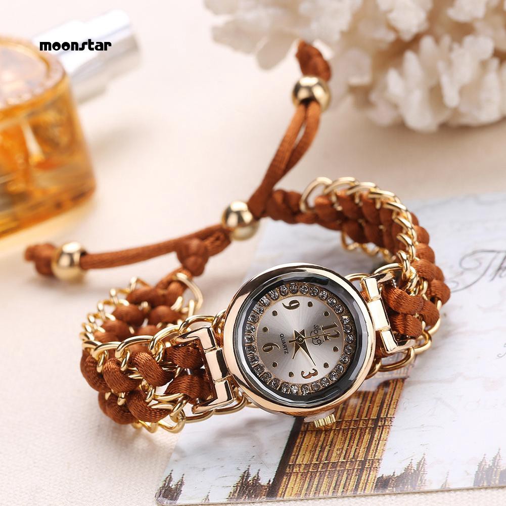 Đồng Hồ Analog Máy Quartz Dây Bện Đính Đá Thời Trang | BigBuy360 - bigbuy360.vn