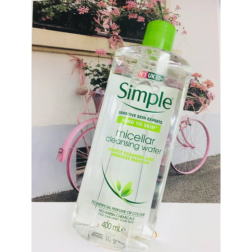 Nước tẩy trang Simple Kind to Skin Micellar Cleansing Water 400ml cho da hh dầu, da dầu ( mẫu mới )