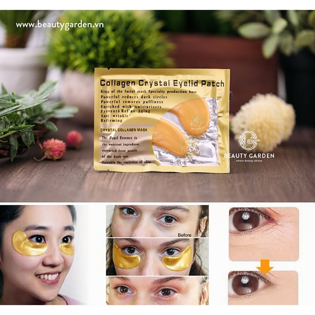 Mặt nạ xóa thâm quầng mắt Crystal Collagen Gold Power Eye Mask-Lizan kho sĩ mỹ phẩm tp hcm