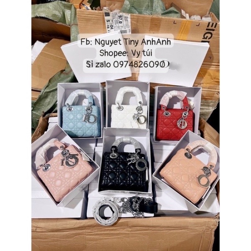 Túi Diiorrr vân 3  da trơn size 14cm - 17cm - 20cm mềm có quai cầm bản 2 dây full hộp video ảnh thật 6621#