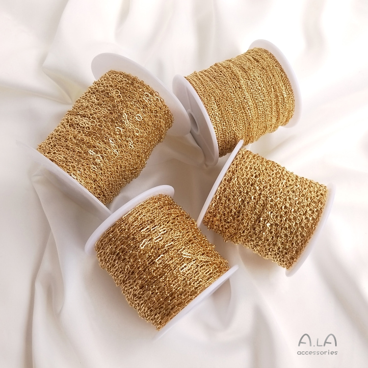 Dây Xích Bằng Đồng Mạ Vàng 14K Dài 1.0m Dùng Làm Trang Sức diy