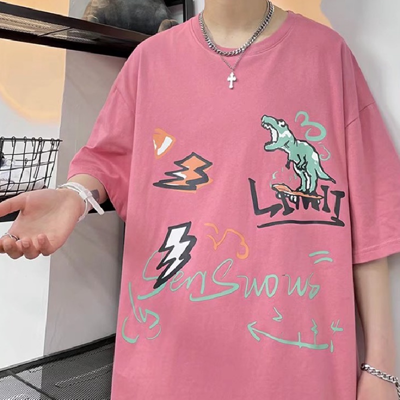 Áo Thun Tay Ngắn Dáng Rộng In Họa Tiết Hoạt Hình Phong Cách Hip Hop Thời Trang Mùa Hè Cho Nam size M-8XL