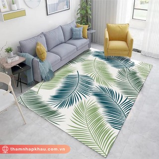 Thảm trang trí sàn nhà họa tiết lá xanh 4 kích thước