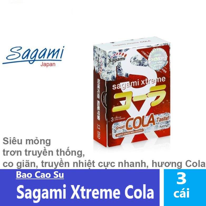 |Bao Cao Su Sagami Xtreme Cola Siêu Mỏng Hương Cô Ca Sáng Khoải  (Hộp 3 Cái )