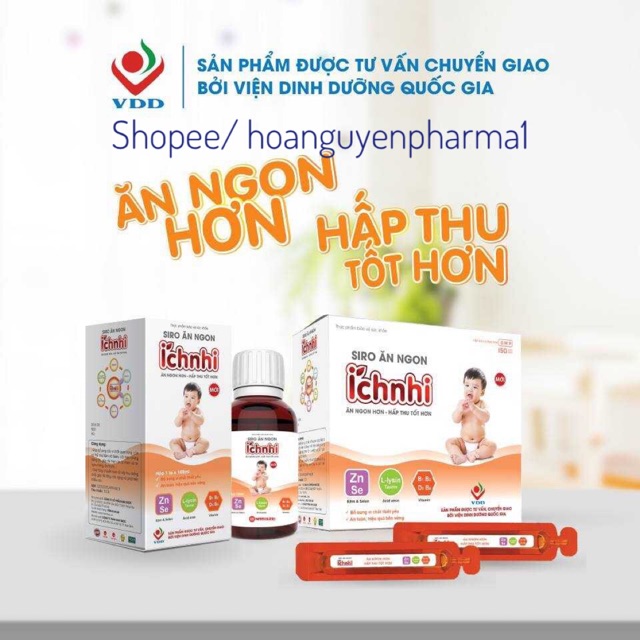 Siro ăn ngon tăng đề kháng Ích Nhi - Chai 100ml và Hộp 20 ống