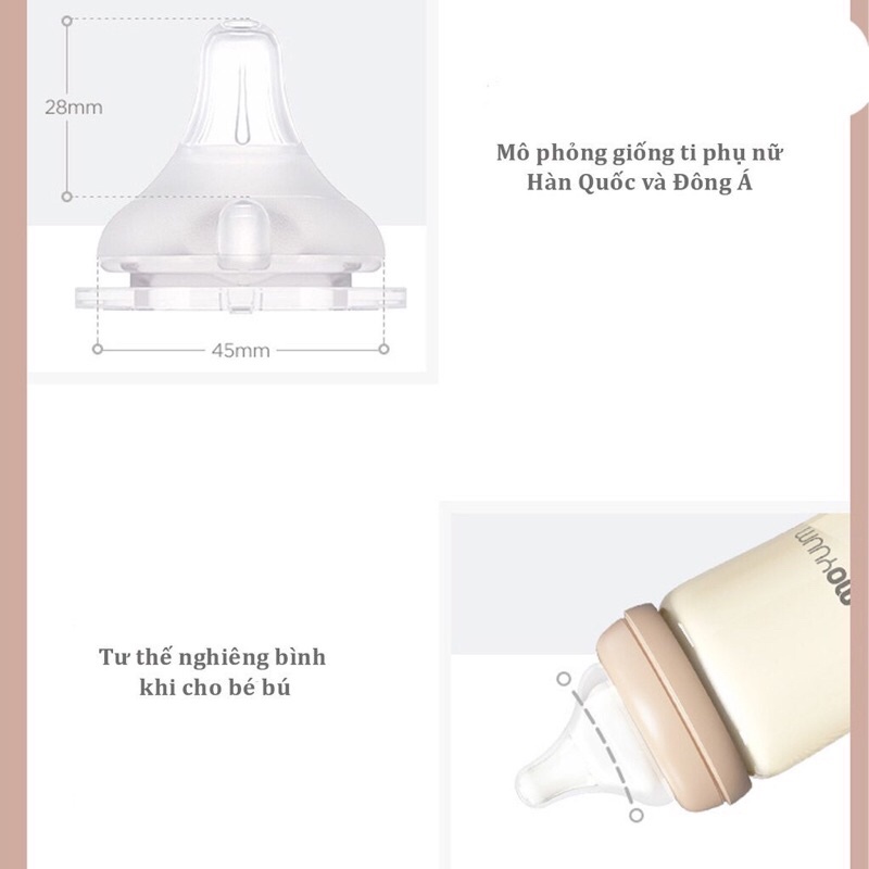 Núm ti tay thế bình Moyuum Hàn Quốc đủ size 1/2/3/4