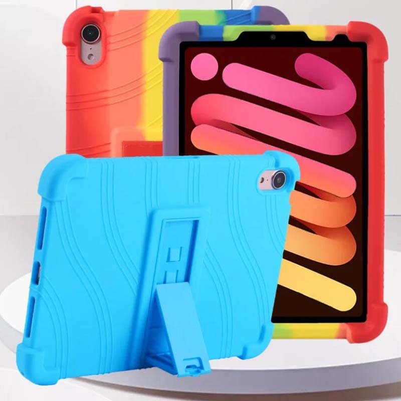 Ốp máy tính bảng silicon mềm chống rơi chống sốc có giá đỡ cho iPad Mini 6 2021 6th Generation iPadMini 7 8 9
