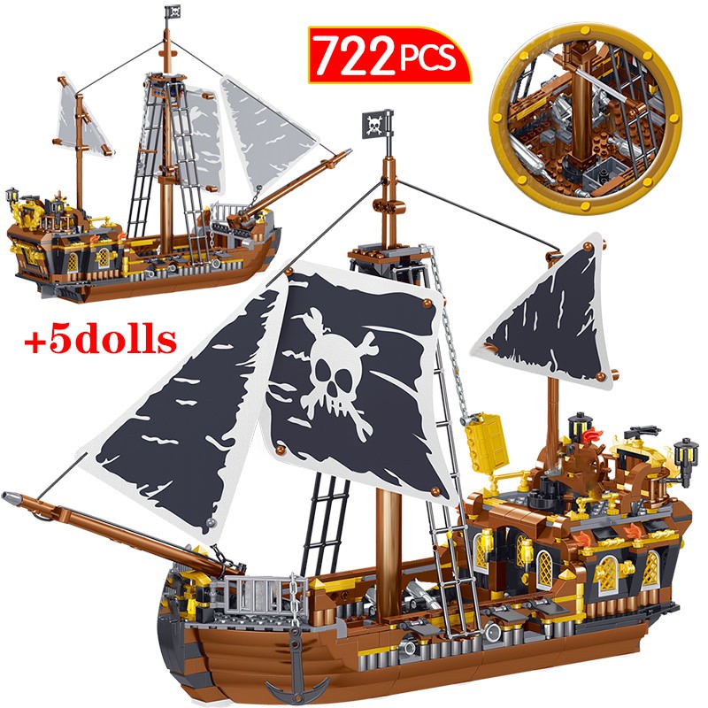 Lắp ghép Mô hình Pieares Pirate kingdom god of wind Compatible Boat The Corsair series Wanderer Tàu QL1800 1801