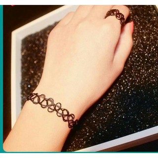 Combo vòng Tattoo tay và nhẫn màu đen như hình