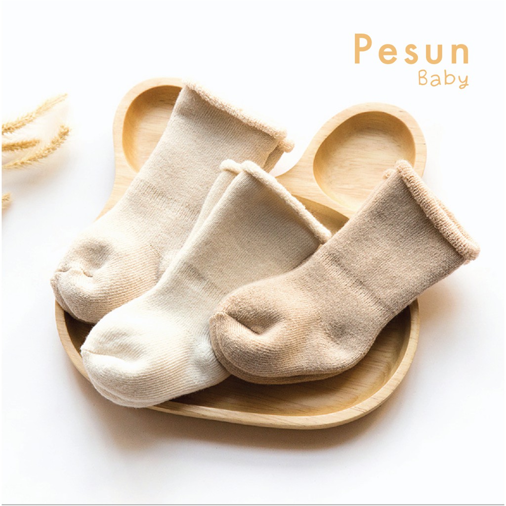 Set 3 đôi tất chân sơ sinh 0-3 tuổi 100% sợi Cotton hữu cơ an toàn cho bé