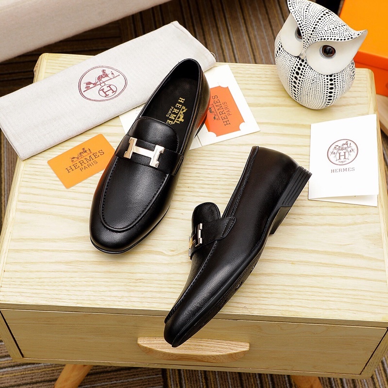 Giày tây lười da thật cao cấp cho nam chữ H logo thương hiệu Hermes HM có 3 mẫu