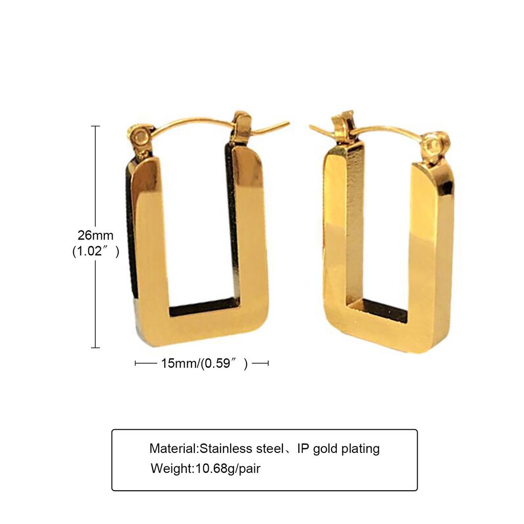 Bông Tai Mạ Vàng 18k Hình Vuông Thời Trang