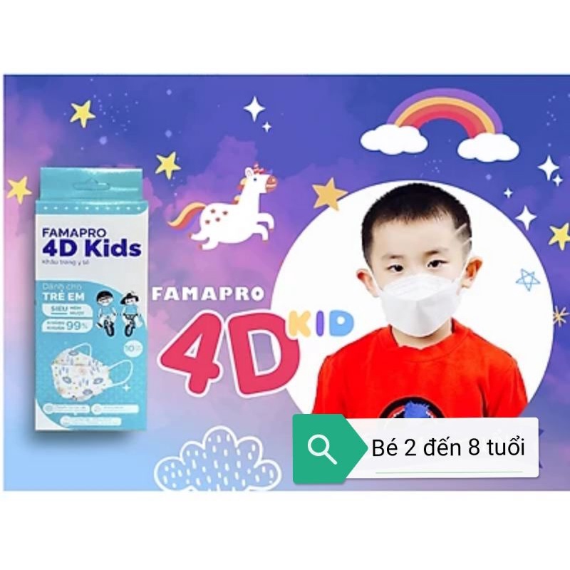 Hộp 10 khẩu trang 4d Kids cho bé