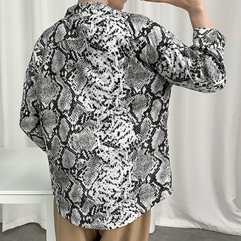 Áo Sơmi DàI Tay In HọA TiếT Da RắN ThờI Trang Cho Nam