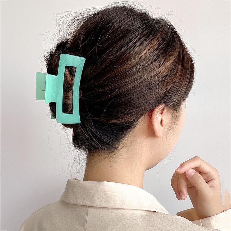 Kẹp Tóc Móng Vuốt Trong Suốt Màu Xanh Lá Thời Trang Cho Nữ
