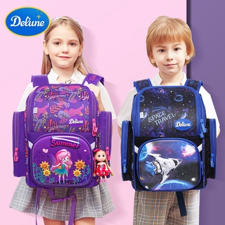 Balo chống gù cho bé tiểu học, balo thương hiệu Delune, balo chống gù siêu nhẹ