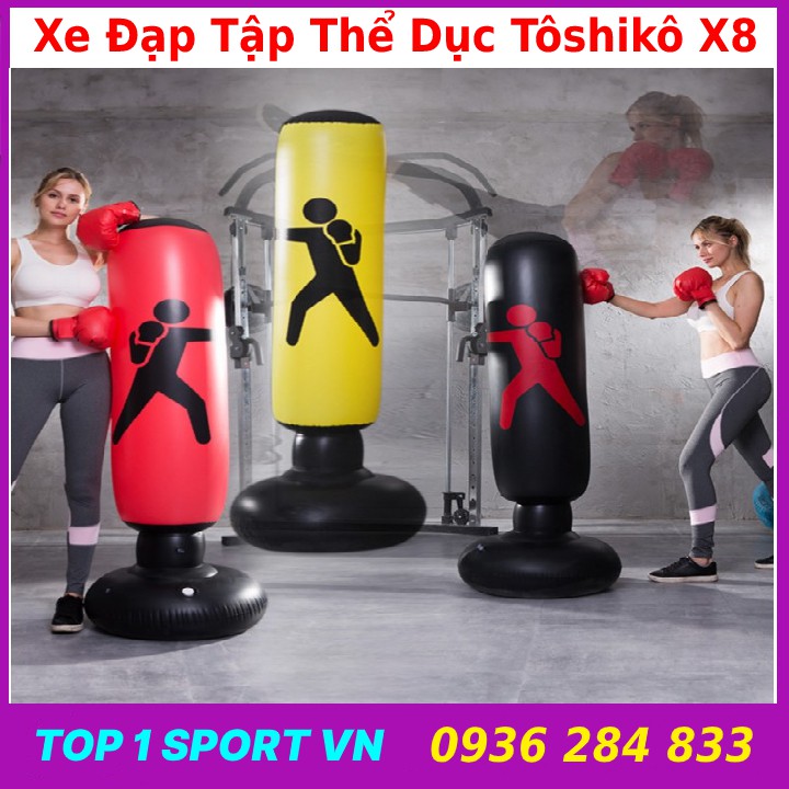 Xe đạp tập thể dục tại nhà Tôshikô x8 Sejan tặng trụ đấm bốc + đồng hồ + cảm biến nhịp tim + bình nước, BH 3 năm