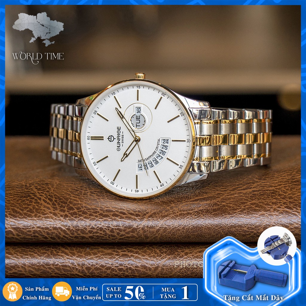 Đồng Hồ Nam Sunrise 1127SA Chính Hãng Full Box Kính Sapphire Chống Xước Chống Nước Dây Da Cao Cấp