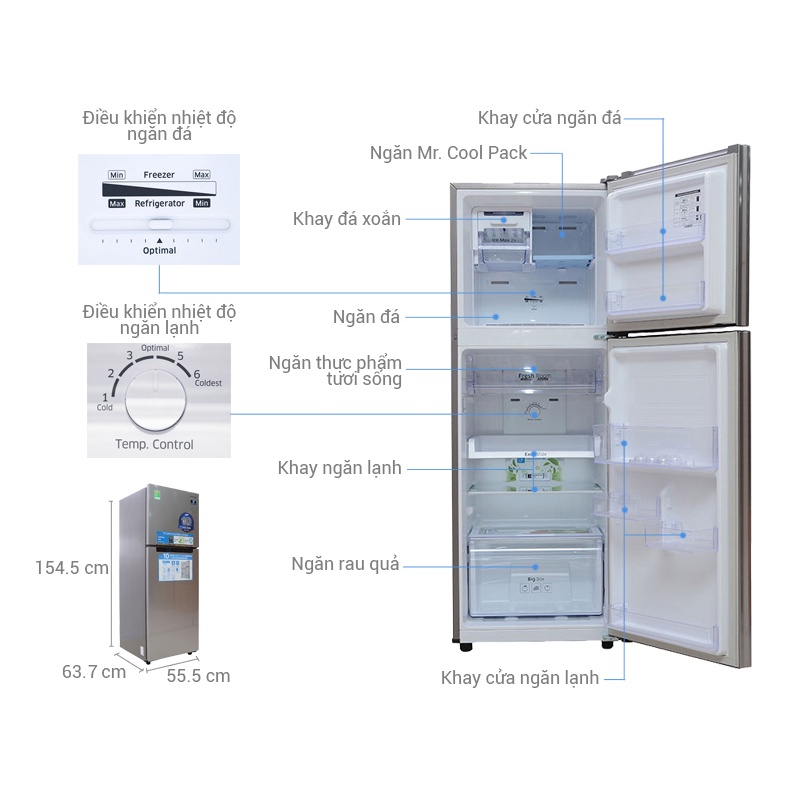 Tủ lạnh Samsung Inverter 234 lít RT22FARBDSA - Showroom Tivi TPHCM