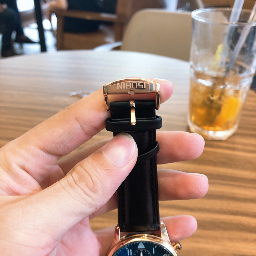 Đồng hồ nam NIBOSI chính hãng Fullbox, dây da Classic, 6 kim dạ quang có lịch ngày - NIBI30