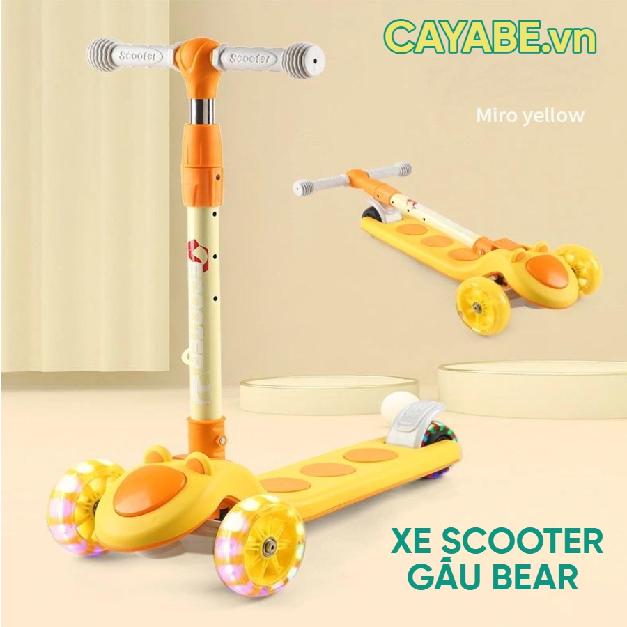 [CAYABE]: Xe scooter - xe chòi chân 2 trong 1 CAYABE heo Peppa, gấu Bear, phi thuyền, công chúa có đèn cho bé