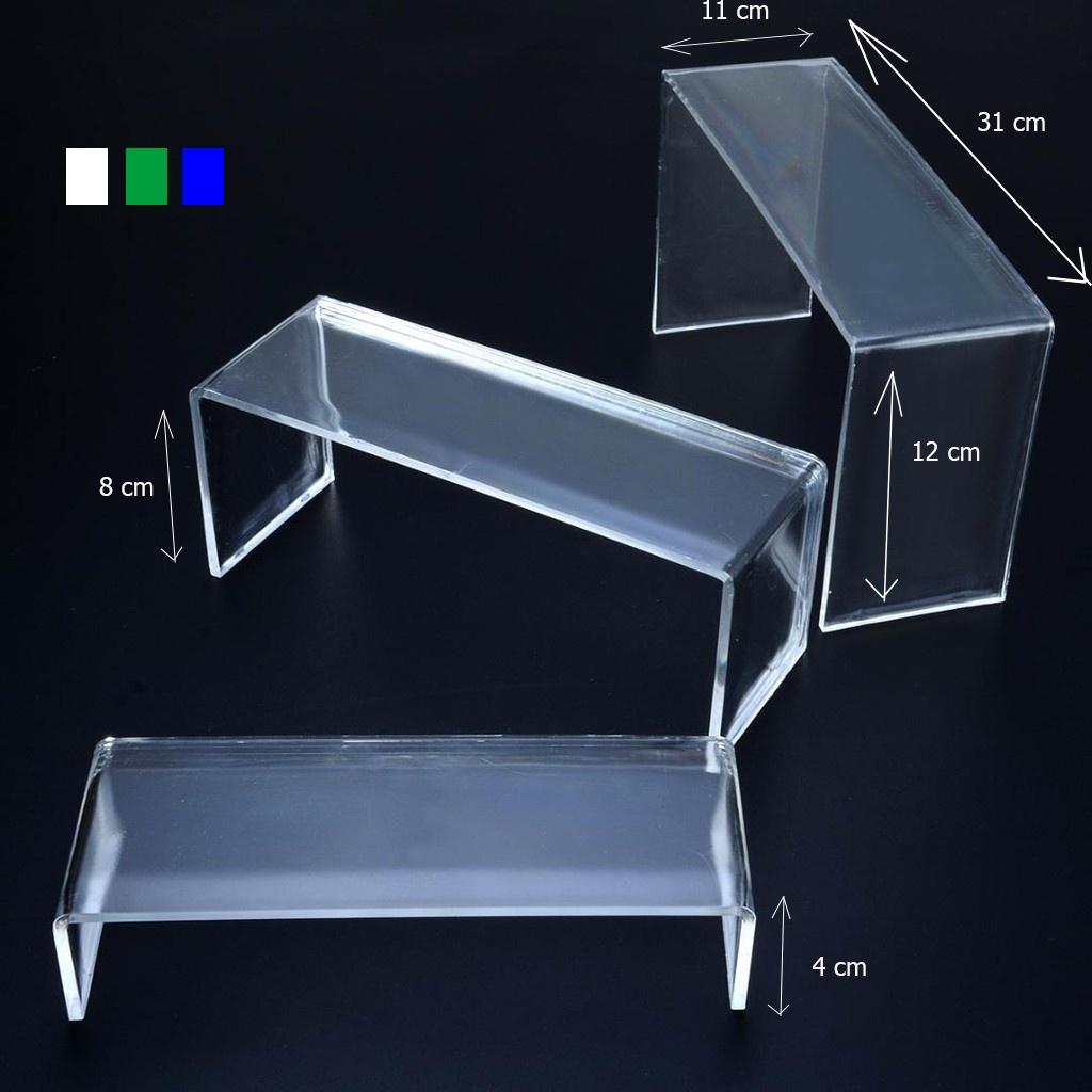 Kệ Mica cỡ trung CHỮ U Trưng Bày Bóp Ví , Giầy & Phụ Kiện- Dày 3 ly- nhiều màu