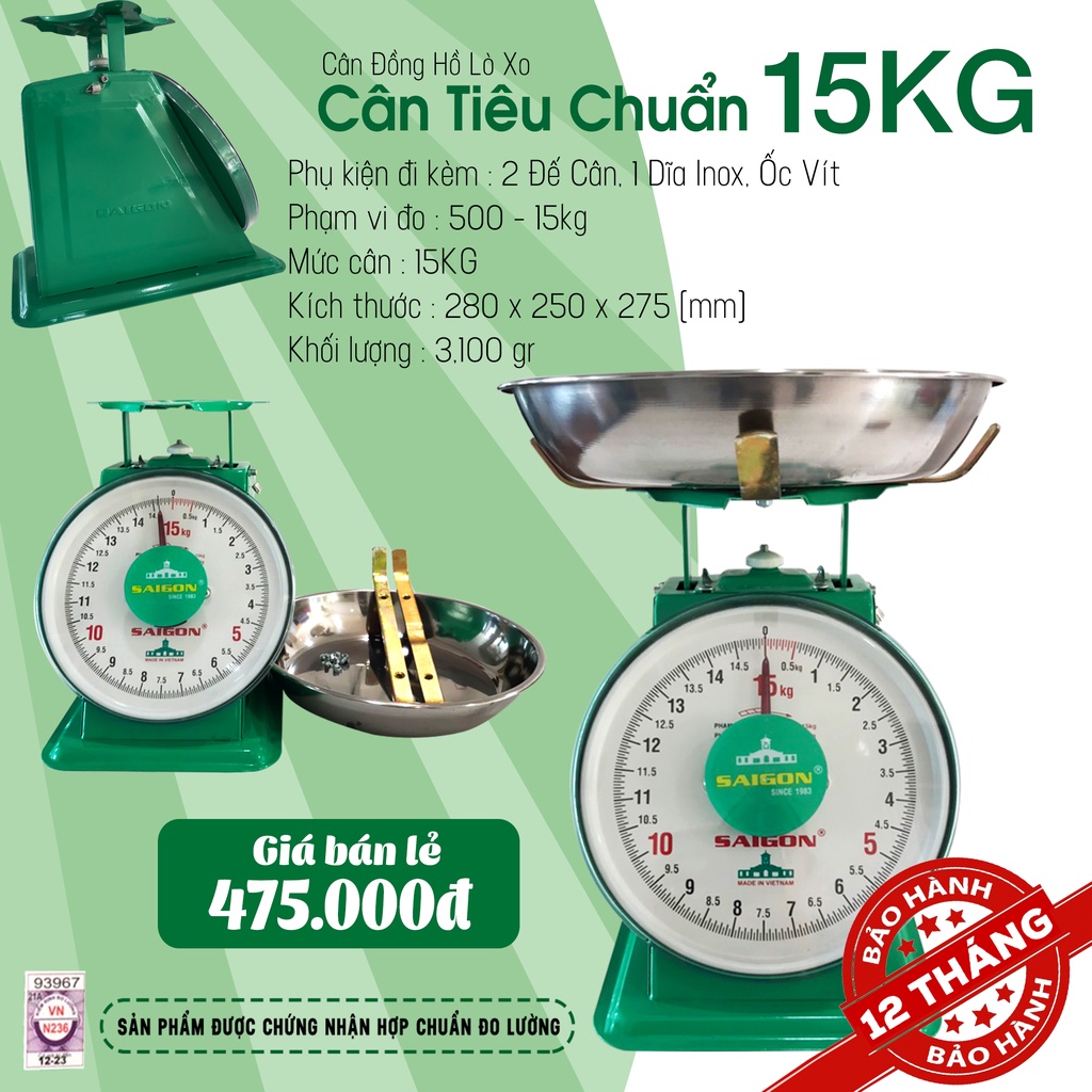 Cân 15 kg bảo hành 12 tháng