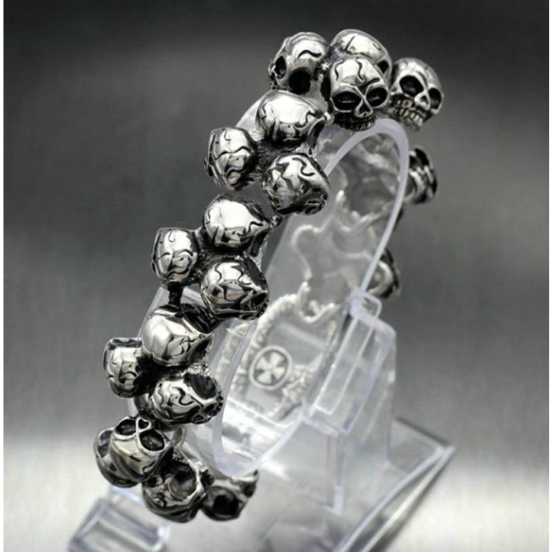 Vòng Tay Thời Trang Hình Đầu Lâu Phong Cách hip hop Cổ Điển Cho Nam