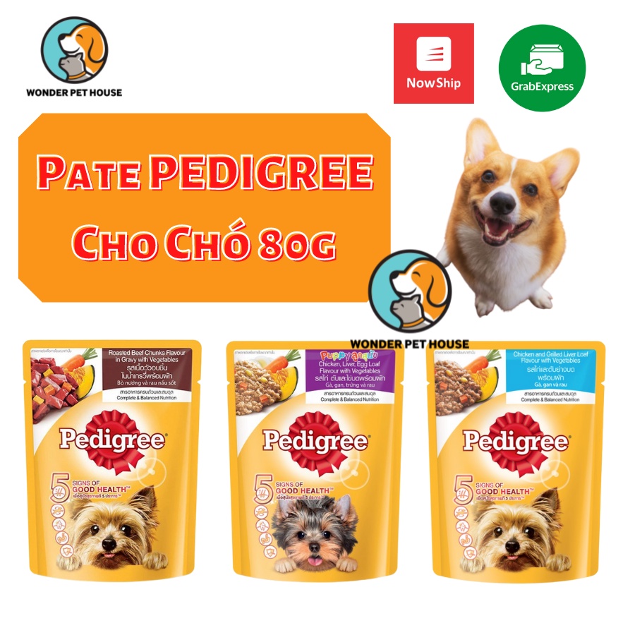 Pate Pedigree cho chó con, chó lớn gói 80g đủ vị thơm ngon