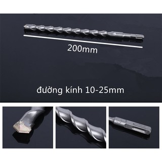 Mũi khoan bê tông chiều dài  200mm ,đường kính 10-25mm(phukien303 xả hàng-có hàng sẵn)