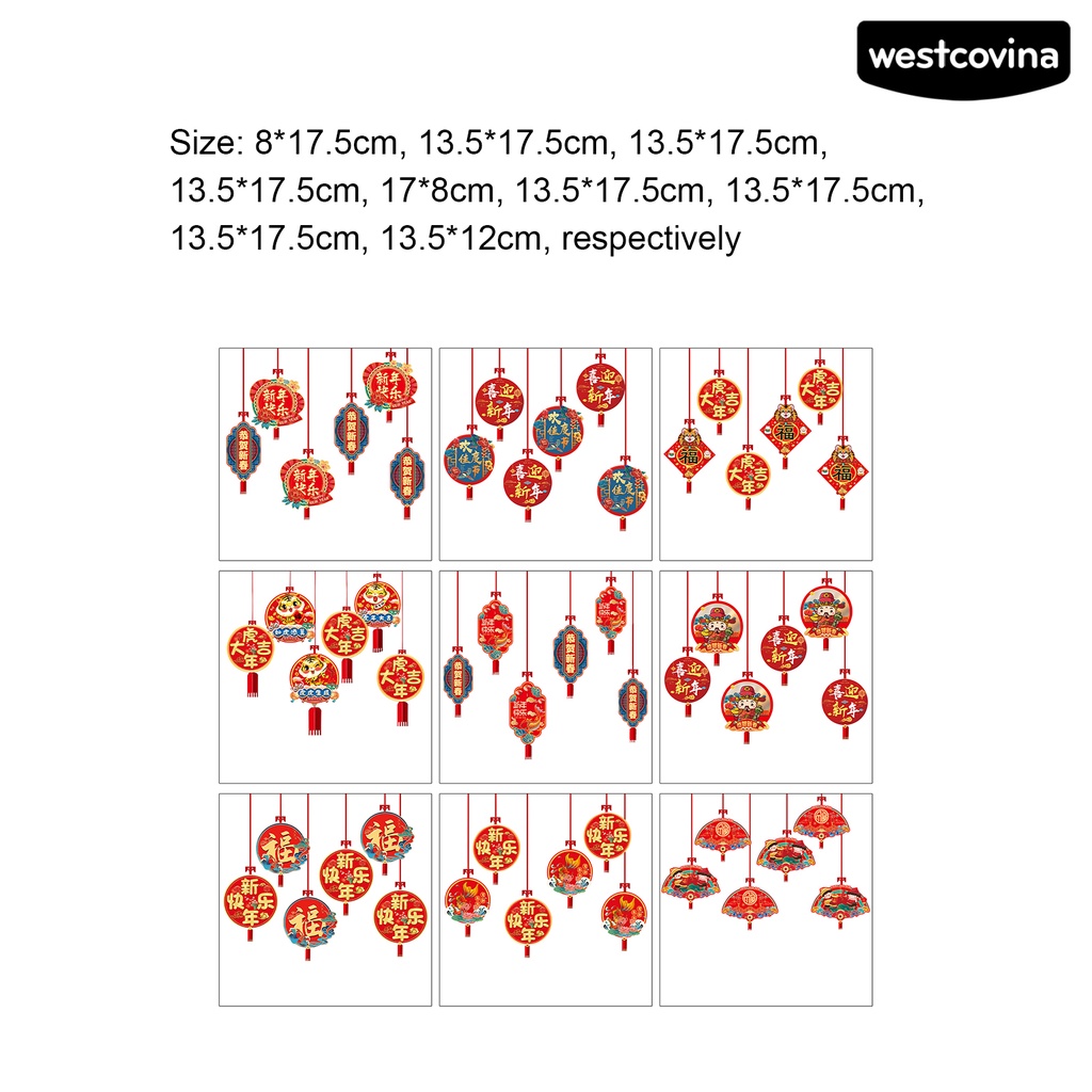 Set 6 phụ kiện treo trang trí mừng năm mới phong cách truyền thống