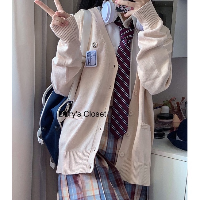 [Có sẵn] Áo khoác len cardigan mỏng dáng rộng đồng phục học sinh Nhật Bản nhà Dory SM07 | BigBuy360 - bigbuy360.vn
