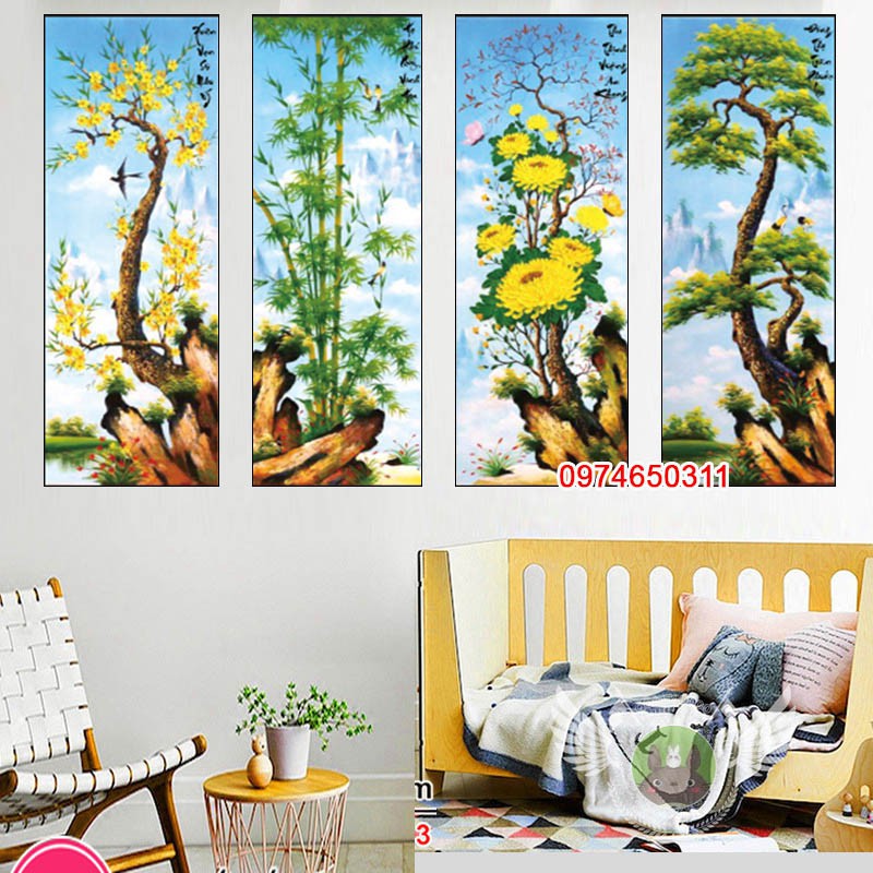 TRANH ĐÍNH ĐÁ TỨ QUÝ (vochuoishop)