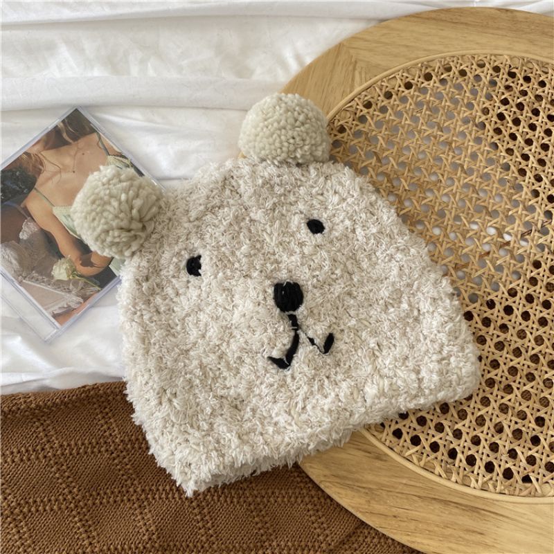 MŨ LEN THÊU MẶT GẤU ĐÁNG YÊU MẪU MỚI