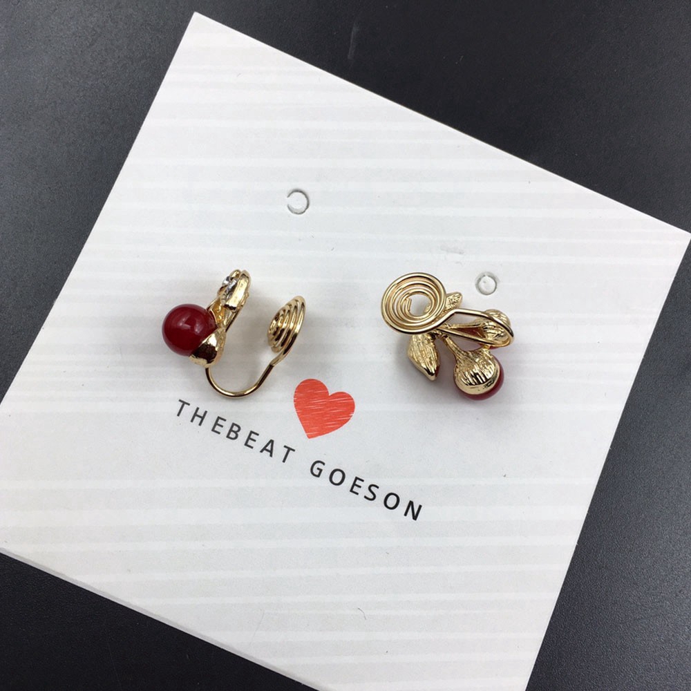 Khuyên kẹp vành tai hình quả Cherry đỏ dễ thương không xỏ lỗ cho nữ