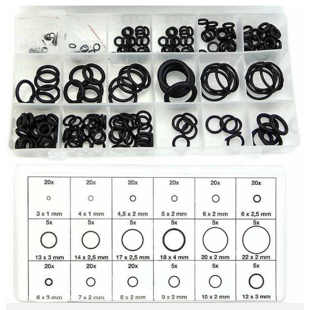 Bộ 224 vòng gioăng Ron O-ring cao su size 3mm đến 22mm NBR BO3710 MT921 chống rung cho Main Quạt Fan đồng hồ vòi xịt