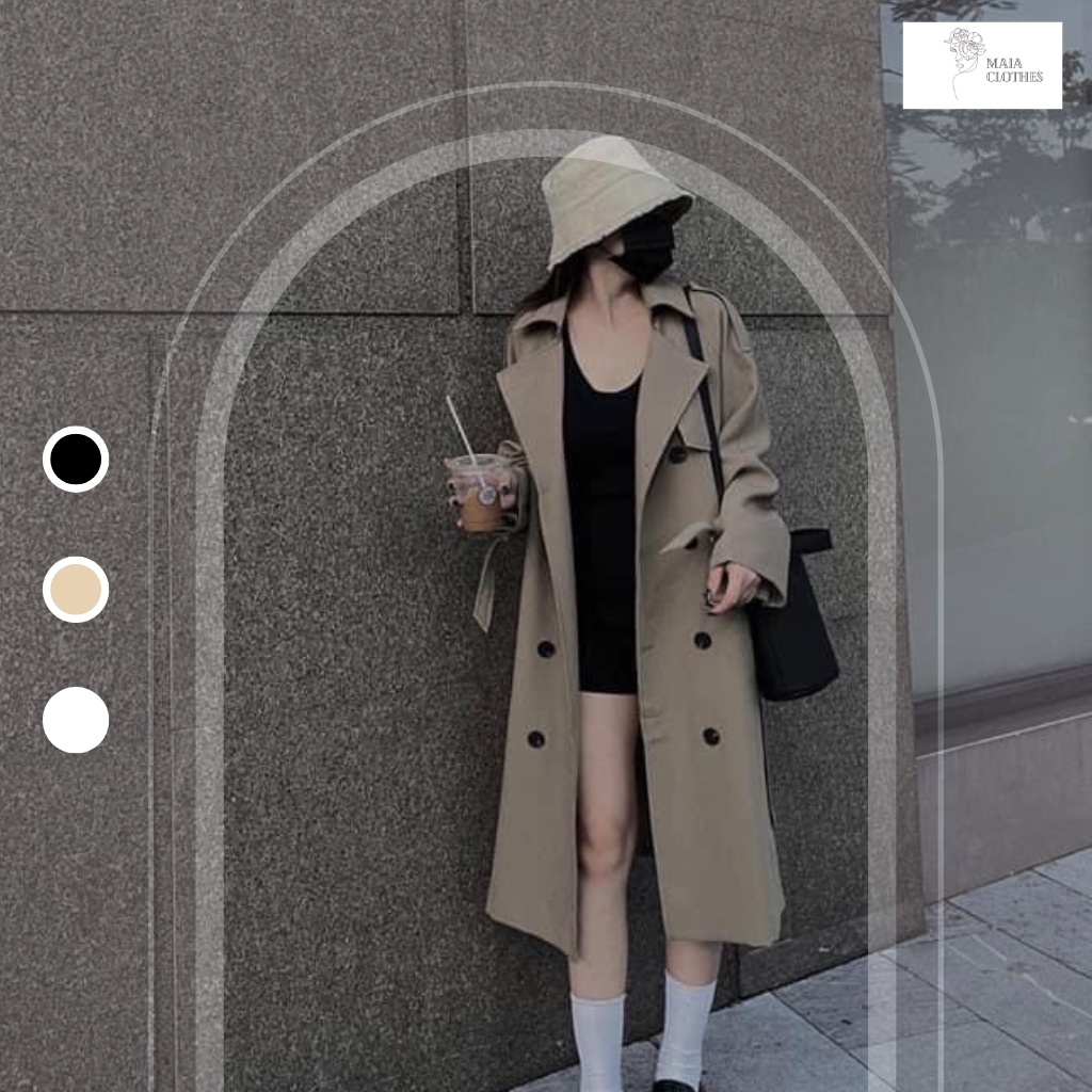 Áo mangto kaki 2 lớp dáng dài Maia.clothes