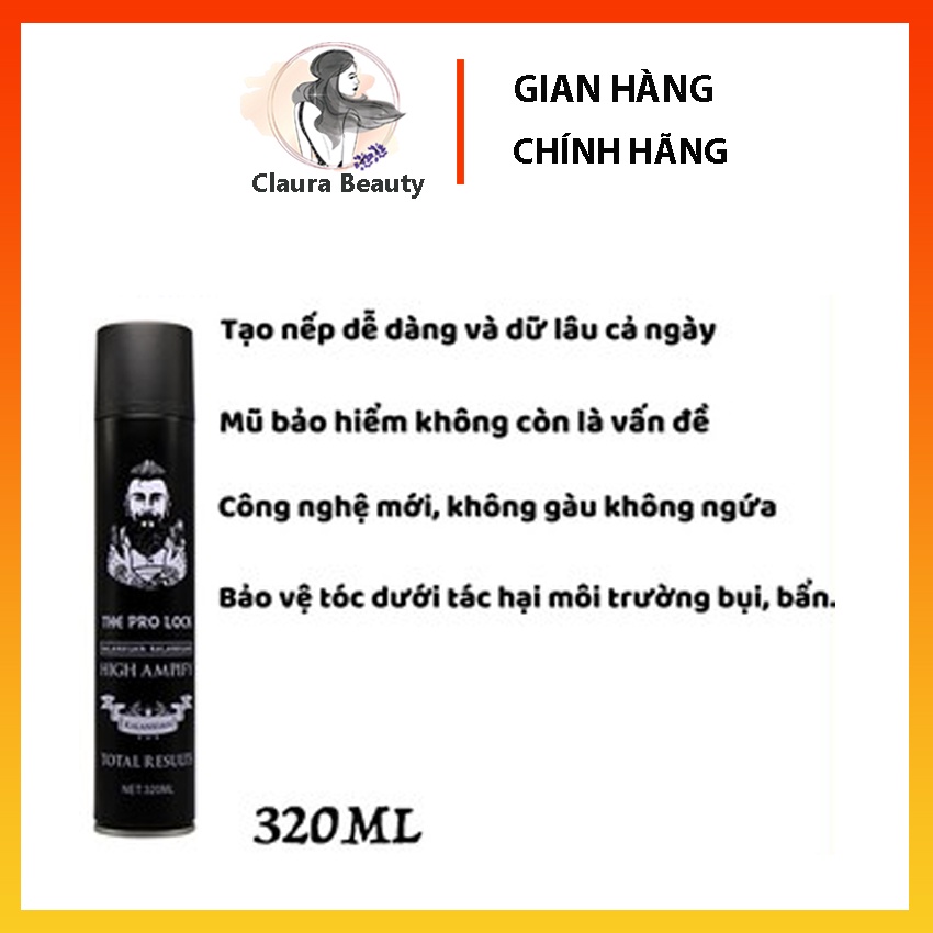Chính Hãng Gôm Xịt Tóc THE PRO LOCK 320ml, Gel Xịt Tóc Cho Nam Nữ, Giữ Nếp Cứng Dễ Tạo Kiểu, Sáp Vuốt Tóc, Claura Beauty