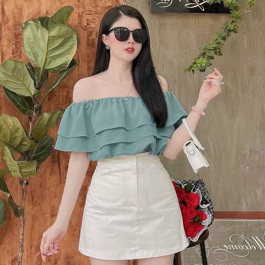 Set áo và chân váy siêu đáng yêu áo bèo và chân váy ngắn dễ thương trẻ trug cá tính năng động thời trang Bella Luu Shop