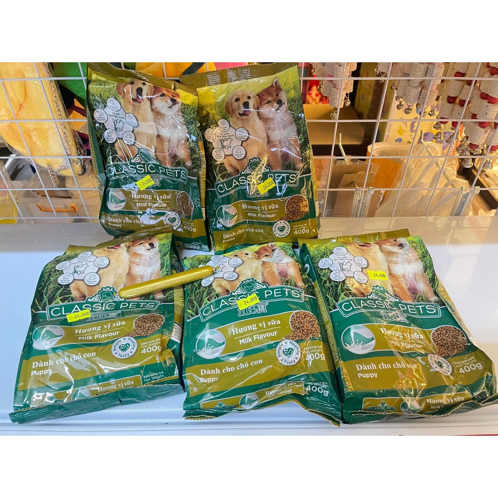 Thức ăn cho chó Con Classic túi 400gram COMBO 5 GÓI tặng xúc xích .
