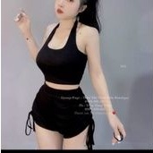Sét áo yếm croptop kiểu + quần đùi rút PC